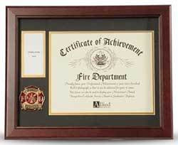 Firefighter Medallion Certificate and Medal Frame