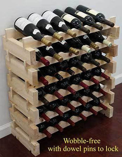 36/72 Bottle Capacity Stackable Storage Wine Rack, Wobble-free, Thicker Wood, WN36