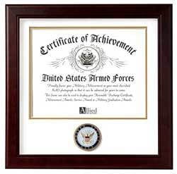 United States Navy Certificate of Achievement Frame