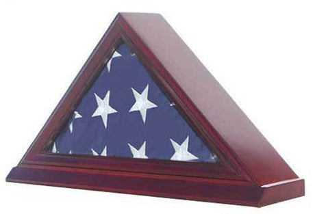 Flag Display Case for Funeral Burial Flag Personalized Etched Glass, Holds 5' X 9.5’