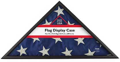 Design Ovation Memorial Flag Case, Black Wood, Made in USA, Holds 5'Hx9.5'W Folded Flag