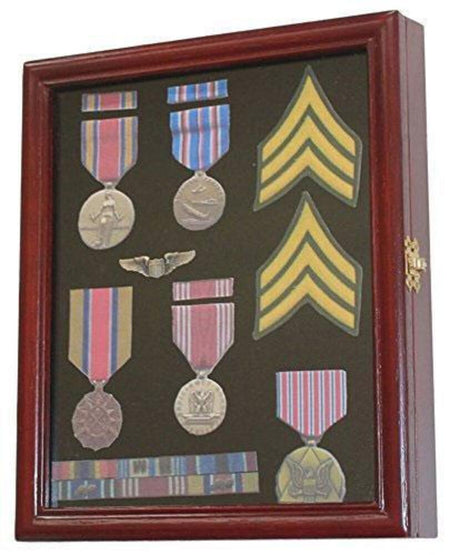 Flag Connections Display Case Cabinet Shadow Box for Military Medals, Pins etc