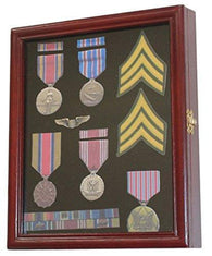 Flag Connections Display Case Cabinet Shadow Box for Military Medals, Pins etc