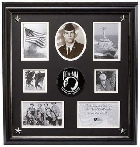 Flag Connections POW/MIA Medallion 7 Picture Collage Frame with Stars - The Military Gift Store