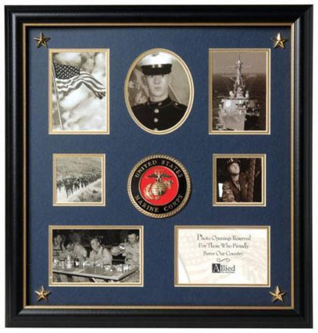 Flag Connections United States Marine Corps Medallion 7 Picture Collage Frame with Stars