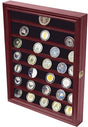 Flag Connections Military Challenge Coin Display Case Cabinet Rack Holder with Door