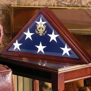 Burial Flag Display Case Walnut Flag Case Pedestal / Urn Combination