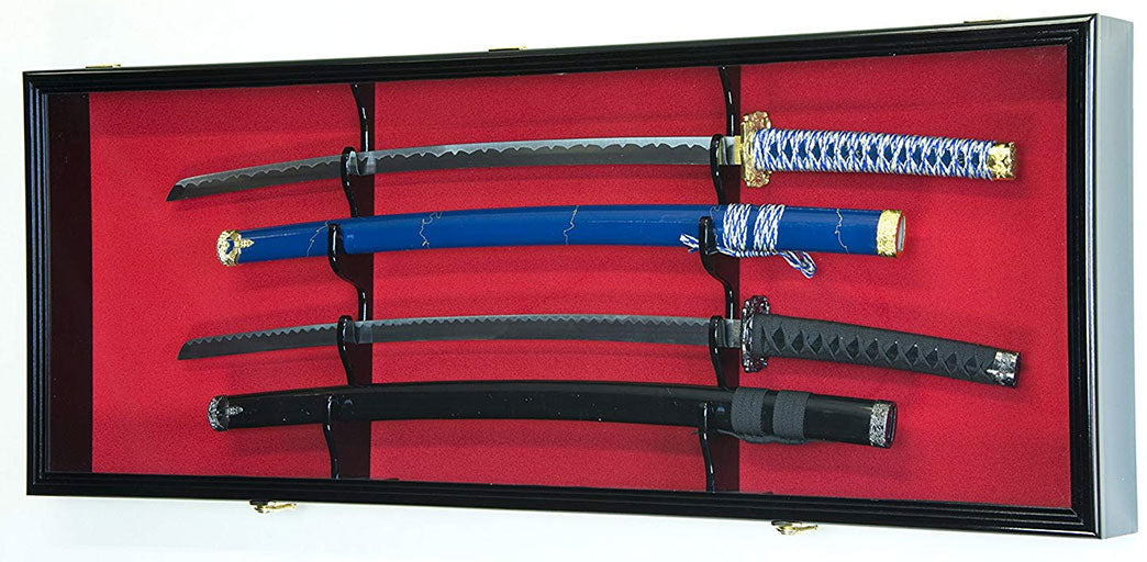 2 Sword Display Case Cabinet Stand Holder Wall Rack Box., , The Military Gift Store, 2 Sword Display Case