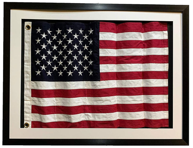 Framed Real Cloth Cotton Embroidered American Flag