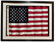 Framed Real Cloth Cotton Embroidered American Flag