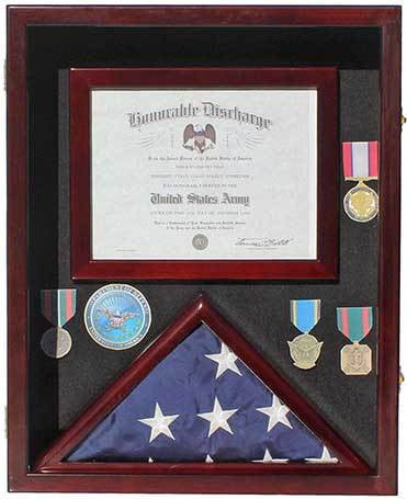 Military Shadow Box 3'X5' Flag Display Case, with Certificate Frame FC17-MA, Military Shadow Box 3'X5' Flag Display Case, with Certificate Frame, The Military Gift Store, Burial Flag Cases