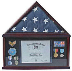 Elegant Memorial/Funeral Flag Display Case Storage Military Shadow Box, Flag and certificate display case 