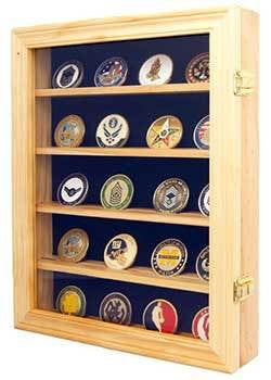 Lockable 30 Military Challenge Coin, Poker Chip, Sports Coin Display Case Cabinet,