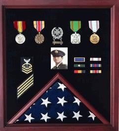 Officer Flag Medal Display Box- Shadow Box, Flag Box Hand Made By Veterans