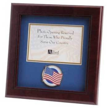American Flag Medallion Landscape Picture Frame 4 by 6, , The Military Gift Store, Military Frames, Military Medal and Photo Frames