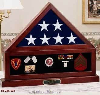 Combination Flag Display Case Shadow Box, Flag medal pedestal