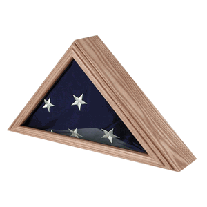 Navy display case for 3ft x 5ft Flag Oak