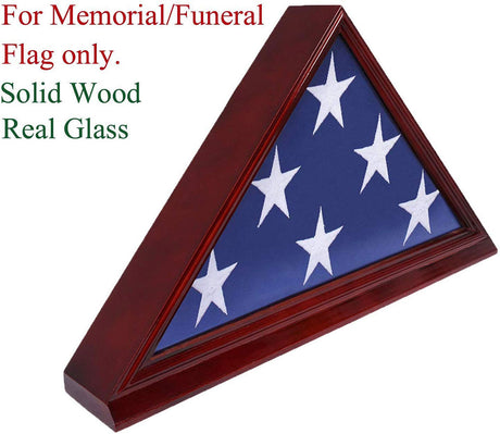 Solid Beech Wood Flag Display Case for 5"X 9.5" Burial/Funeral/Veteran Memorial Cherry