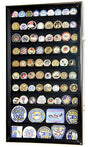 L Military Challenge Coin Display Case Cabinet Rack Holder Stand Box w/UV Protection, Black Finish