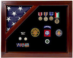 Flags connections Military Award Shadow Box with Display Case for 3 x 5 feet Flag, Blue Felt