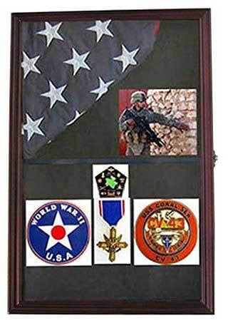 Military Shadow Box Flag Display Case Medal Keepsake Box