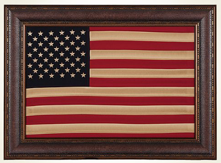 Flag Connections  Antique Cloth American Flag, Framed, Wall Art, Décor
