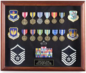 Large Medal Display case cherry finish
