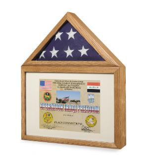 Flag Medal Display case, Flag and Medal Shadowcase in Cherry Or Oak