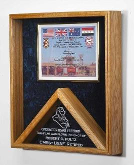 Flag and Certificate Case and flag frame.
