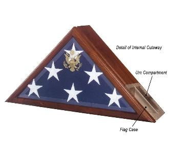 Urn and Flag Case, Funeral Flag Case Concealed magnetic closure with hinged lid