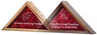 Operation Iraqi Freedom Flag Case Solid Oak, Walnut, Cherry, or Mahogany