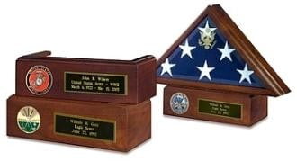 Veteran Flag Case and Pedestal With Medallion