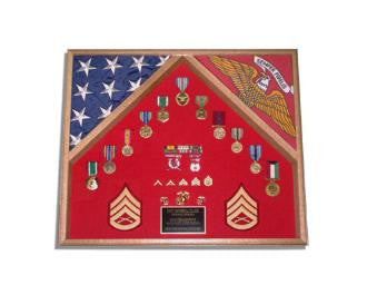 2 Flag Military Shadow Box flag and document flag display holder