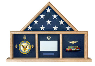 Flag and Medal Display Case, Shadow Box, Combination Flag/Medal - The Military Gift Store