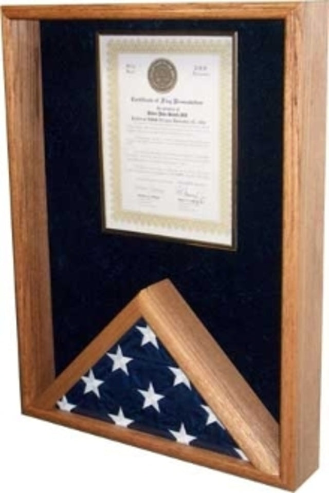 Certificate Holder,Flag Display Case - Oak - The Military Gift Store
