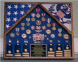 Military flag case for 2 flags and medals.