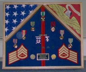 Marine Corps 2 Flag Shadow Box/Display Case, , The Military Gift Store, 2 Flag Military Shadow Box