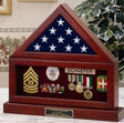 Flag and Pedestal, Burial/Funeral Flag Display Case - Military Shadow Box