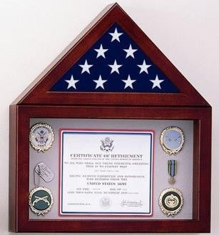 Flag Display Case with a 10 high Shadow Box, Cherry Case, , The Military Gift Store, Flag Case, Burial Flag Shadow Case, Flag display, Casket Flag display Cases, Flag and Medal Display Cases