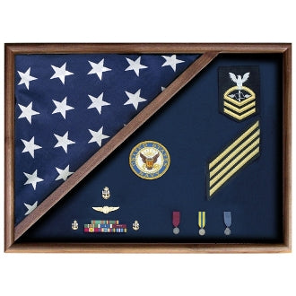 MEMORIAL FLAG CASE - FOLDED CORNER., , The Military Gift Store, Burial Flag Medal Display case