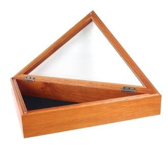 Officers Flag Display Case for 5ft x 9.5ft Flag - Oak Case Only Hinged lid with a magnetic closure