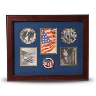 5 Picture Collage Frame American Flag Medallion