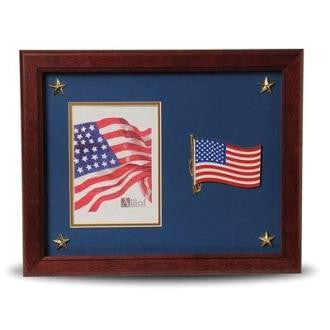 American Flag Medallion 5 by 7 Picture Frame with Golden Stars., American Flag Medallion 5 by 7 Picture Frame with Stars, The Military Gift Store, Military Frames, Military Photo Frames, Military Gifts