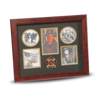 5 Picture Collage Frame Firefighter Medallion.