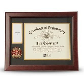 Firefighter Medallion Certificate and Medal Frame