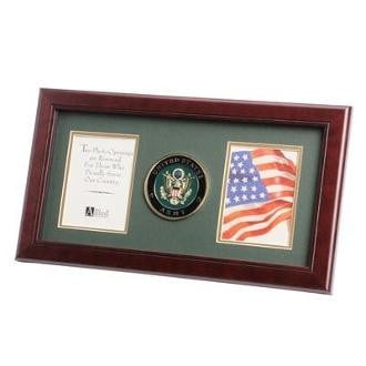 U.S. Army Medallion Double Picture Frame Army Green matting with Gold trim