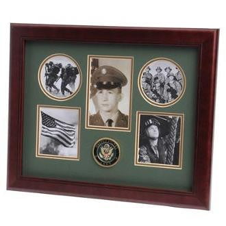 U.S. Army Medallion 5 Picture Collage Frame Mahogany Colored Frame Molding