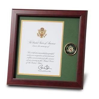 U.S. Army Medallion Presidential Memorial Certificate Frame 8-Inches by 10-Inches