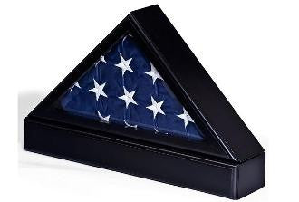 Flag Case With Base For Tabletop Or Wall Mounting - Black, , The Military Gift Store, Burial Flag Cases