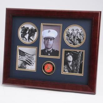 U.S. Marine Corps Medallion 5 Picture Collage Frame two 3.5-Inch by 3.5-Inch pictures